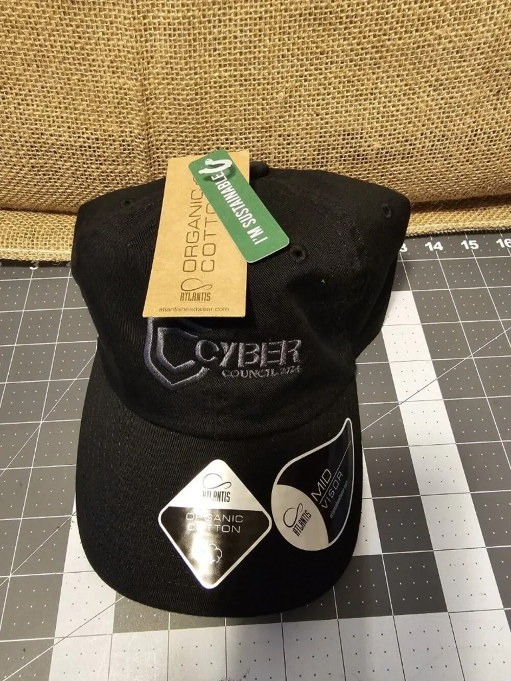 Atlantis Head Wear Black Strapback Cyber Council 2024 Cotton  Hat/Baseball Cap